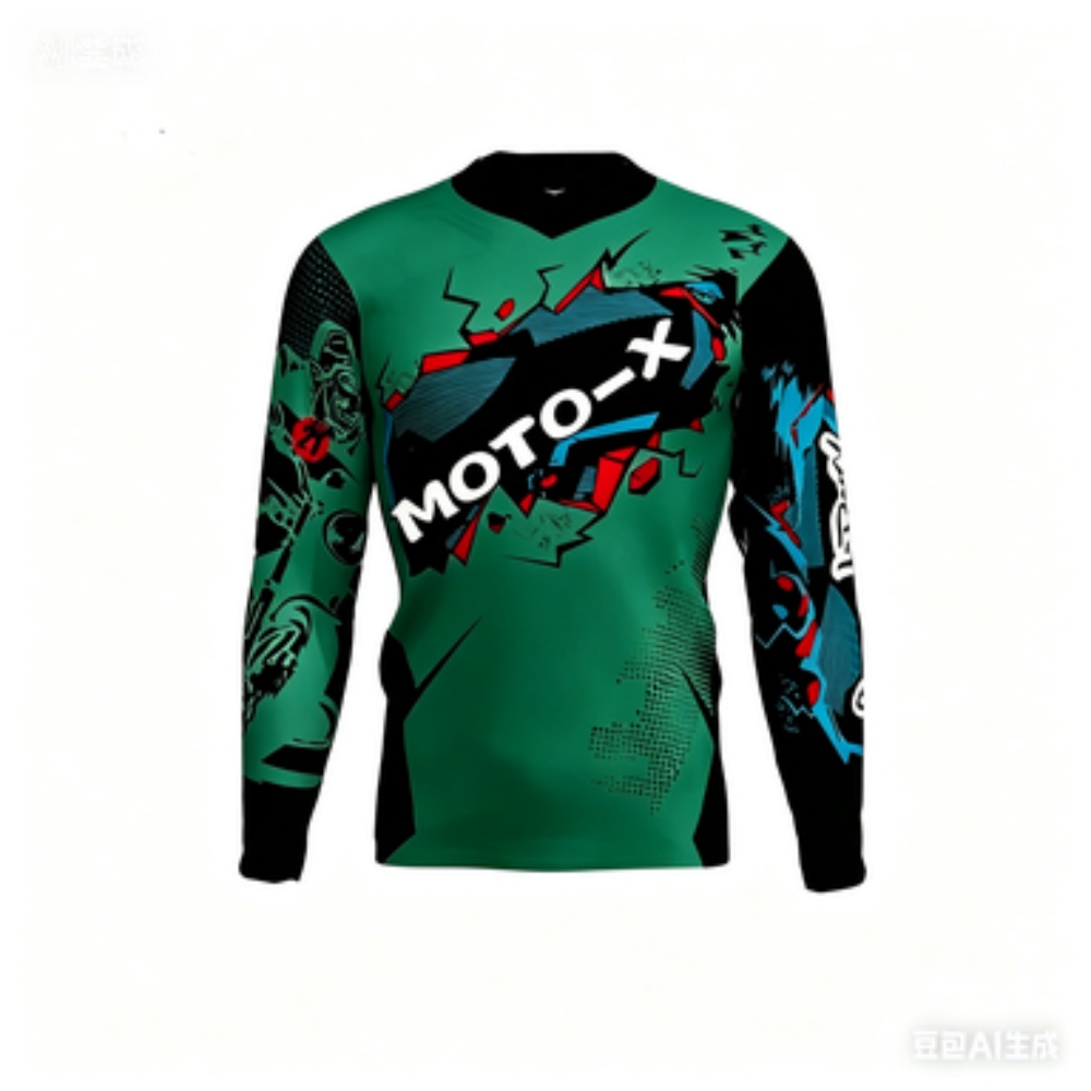 Cycling - MOTO-X テーマの長袖スポーツトップ、通気性があり快適、サイクリング、トレーニング、フィットネス、日常のカジュアルウェアに最適
