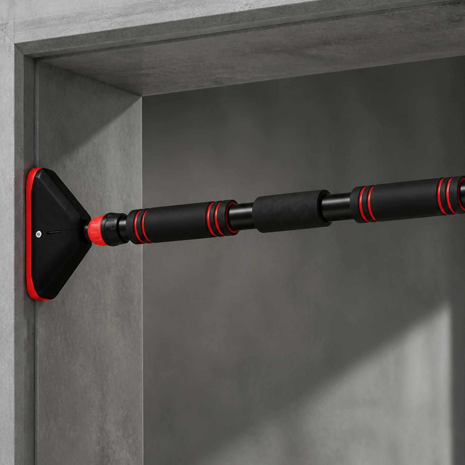 Door Pull Up Bar No Screw - ネジ不要のドアプルアップバー。高さ調節可能なスチール製パイプを使用。自宅での懸垂や筋力トレーニングに最適なエクササイズ器具。