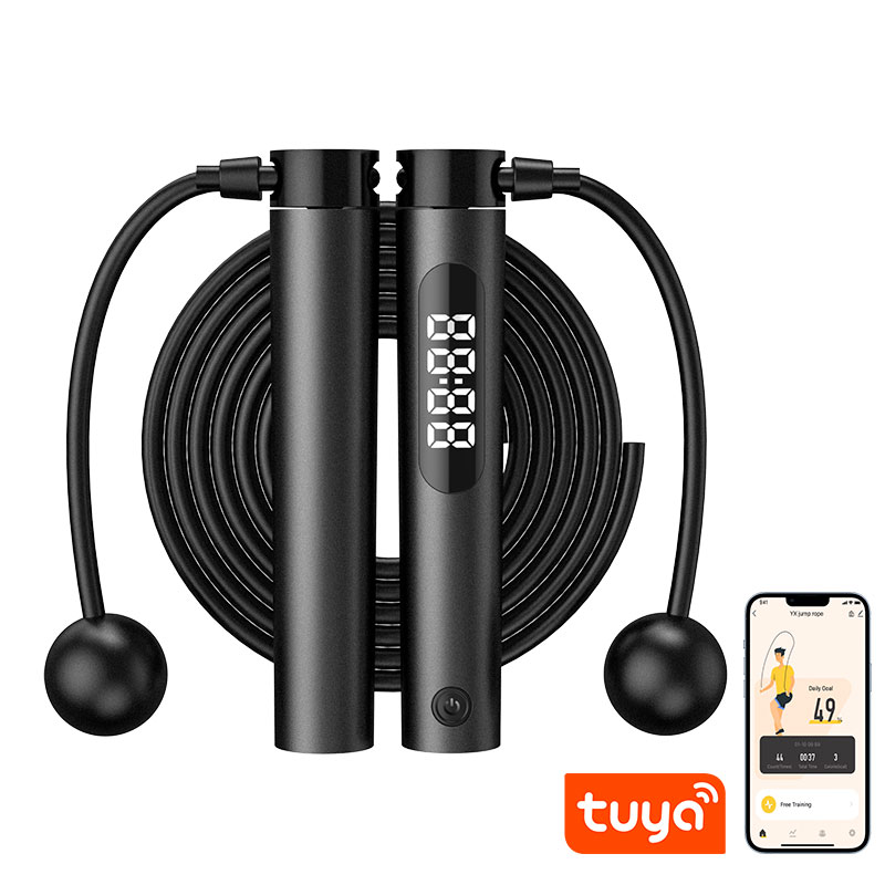 Smart Jump Rope Digital Counter - 高品質コードレス縄跳び デジタルカウンター付き ホームフィットネス アプリ接続 調整可能 スマート縄跳び