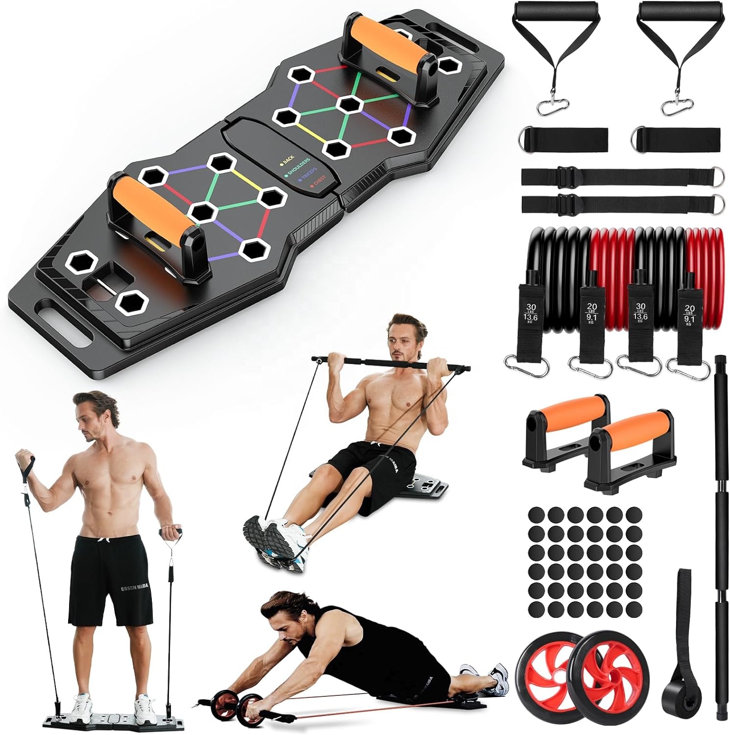 多機能ジム用折りたたみ式フィットネス・プッシュアップボードキ - Pilates Bar Kit With Resistance Bands のレビューと価格