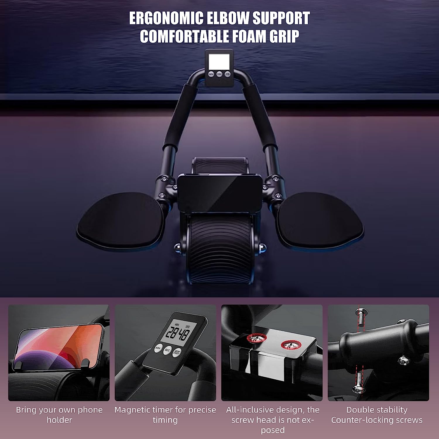 肘サポート付き自動リバウンド腹筋ローラー、カウンター付きコア - Ab Roller Wheel With Elbow Support のレビューと価格
