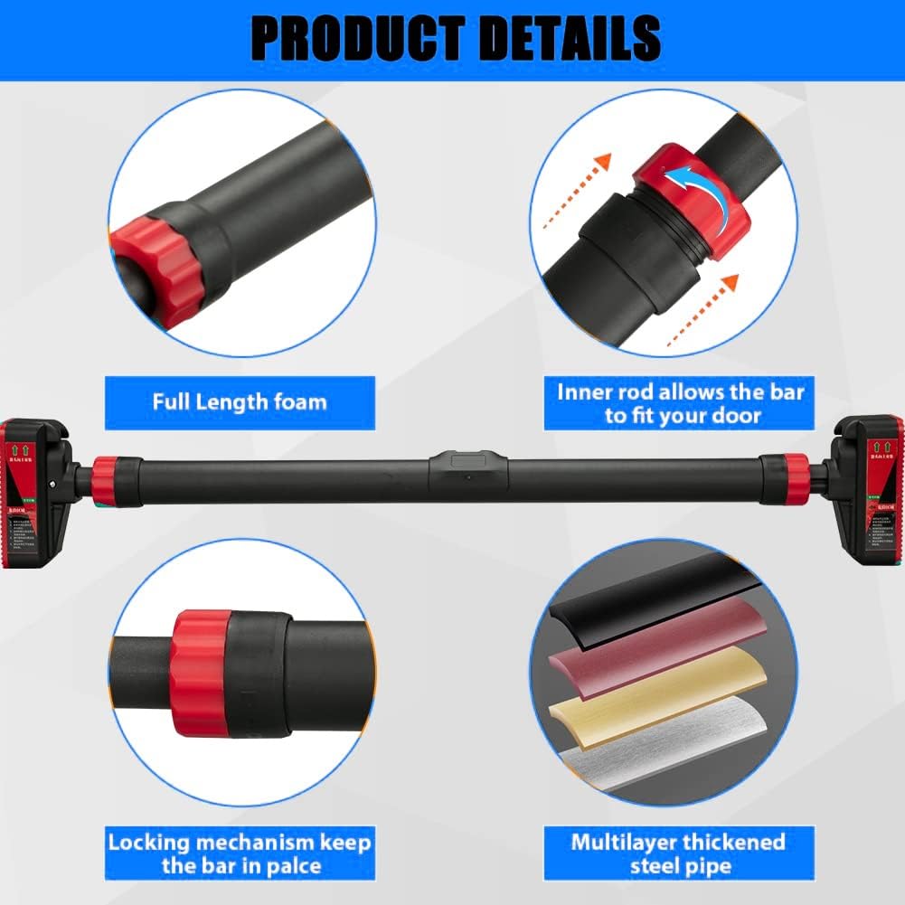 ドア枠用調整可能懸垂バー - 耐荷重440LBS、ネジ不要設 - Door Pull Up Bar No Screw のレビューと価格