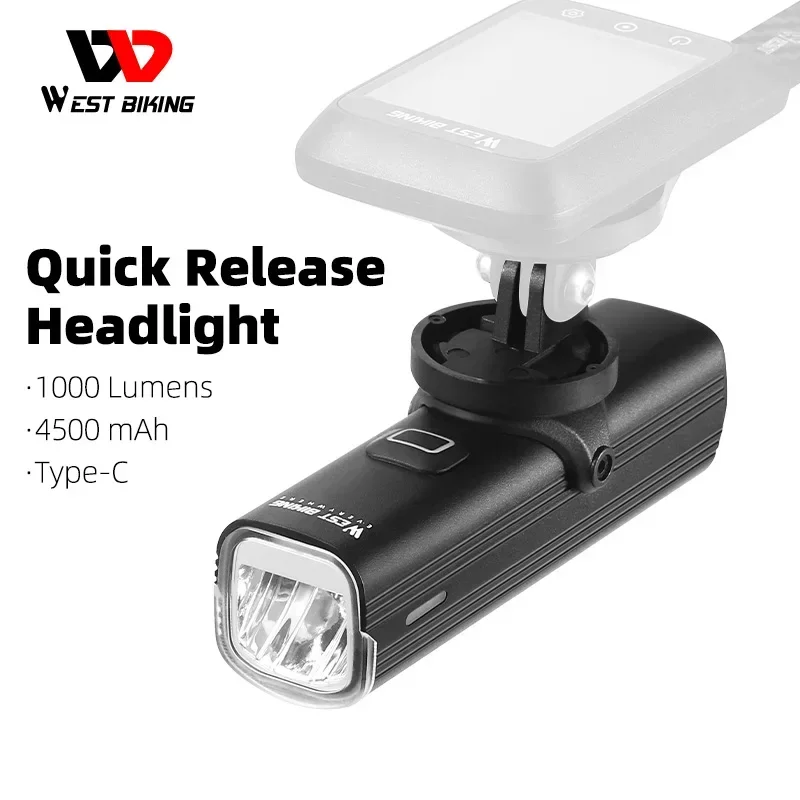 WEST BIKING 自転車用クイックリリース式ヘッドライ - Rechargeable Bicycle Headlight 1000 Lumen のレビューと価格