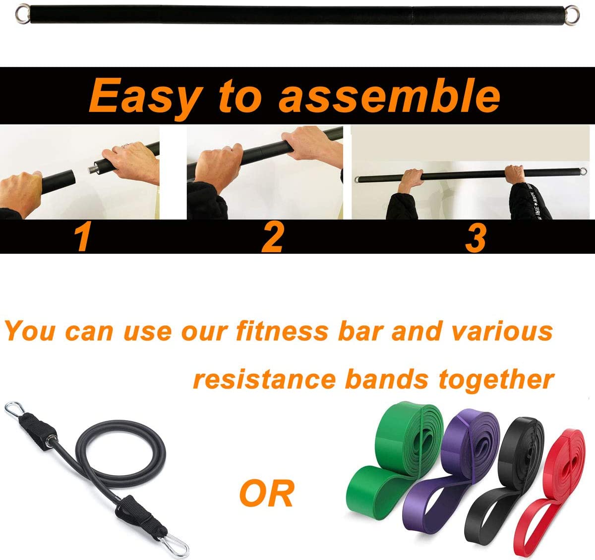150ポンド フィットネス戦利品抵抗弾性バンドワークアウト  - Pilates Bar Kit With Resistance Bands のレビューと価格